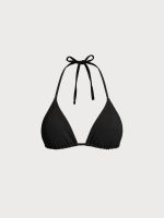 Black Solid Halter Triangle Bikini Top - Image 8