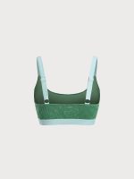 Dark Green Jacquard Cut Out Bikini Top - Image 6