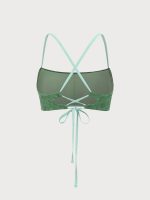 Dark Green Jacquard X Cross Bikini Top - Image 12