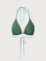 Dark Green Jacquard Halter Bikini Top - Image 8