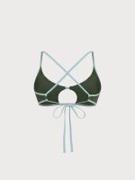 Dark Green Textured Cutout Bikini Top - Image 6