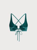 Dark Green Jacquard U-Ring Cross Back Bikini Top - Image 10