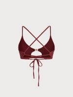 Wine Red Cutout Gold-Accented Bikini Top - Image 7
