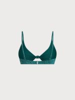 Dark Green Jacquard Bikini Top - Image 6