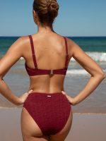 Wine Red Textured Underwire Bikini Top - Image 4