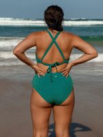 Green Lurex Twist Plus Size Bikini Top - Image 2