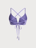 Purple Jacquard V Notch Plus Size Bikini Top - Image 6