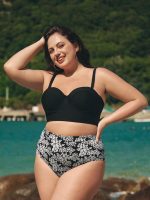 Black Underwire Strappy Plus Size Bikini Top - Image 4