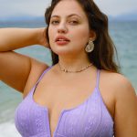 Purple Jacquard V Notch Plus Size Bikini Top