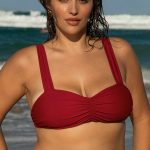 Red Ruched Plus Size Bikini Top
