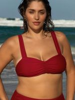 Red Ruched Plus Size Bikini Top