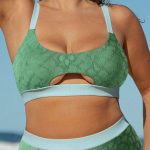 Dark Green Contrast Trim Plus Size Bikini Top