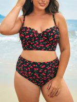 Cherry Print Plus Size Tankini Top - Image 5