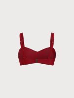 Red Ruched Plus Size Bikini Top - Image 6
