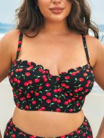 Cherry Print Plus Size Tankini Top