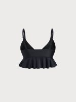 Black Lace-Up Ruffled Plus Size Tankini Top - Image 7
