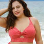 Red Jacquard Twist Plus Size Bikini Top