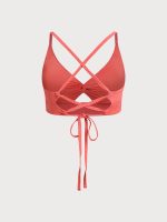 Red Jacquard Twist Plus Size Bikini Top - Image 7
