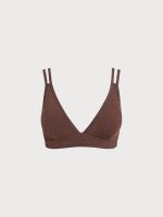 Dark Coffee Lurex Strappy Plus Size Bikini Top - Image 5