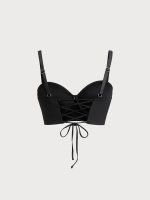Black Underwire Strappy Plus Size Bikini Top - Image 6
