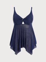 Blue Glitter Plus Size Tankini Top - Image 6