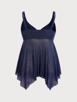 Blue Glitter Plus Size Tankini Top - Image 7