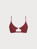 Wine Red Cutout Gold-Accented Bikini Top - Image 6