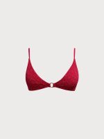 Wine Red Textured O-Ring Bikini Top - Image 10