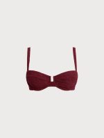 Wine Red Textured Underwire Bikini Top - Image 5
