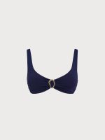 Navy Ribbed O-Ring Bikini Top - Image 9