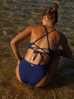 Navy Ribbed O-Ring Bikini Top - Image 6
