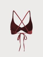Wine Red Twist Backless Bikini Top - Image 7