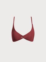 Wine Red Twist Backless Bikini Top - Image 6