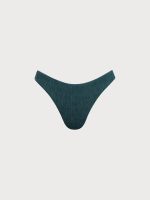 Dark Green Textured Bikini Bottom - Image 5
