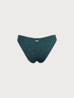 Dark Green Textured Bikini Bottom - Image 6