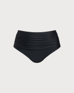 Black Ruched Plus Size Bikini Bottom - Image 5