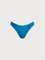Blue Ruched Natural Waisted Bikini Bottom - Image 8