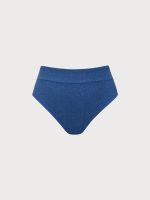 Blue Lurex High Waisted Plus Size Bikini Bottom - Image 5