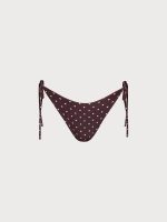 Brown Print Polka Dot Tie Bikini Bottom - Image 7