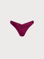 Burgundy Ruched Bikini Bottom - Image 7