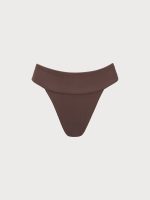Dark Coffee Ribbed High Cut Bikini Bottom - Image 6