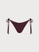 Dark Coffee Textured Tie Bikini Bottom - Image 5