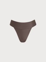 ECONYL® Dark Coffee Wide Waistband Bikini Bottom - Image 6