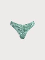 Green Print Textured Bikini Bottom - Image 6