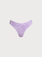 Purple Print Textured Bikini Bottom - Image 6