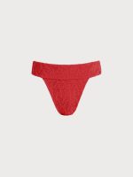 Red Textured High Cut Bikini Bottom - Image 7