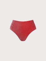 Red Lurex Full Coverage Plus Size Bikini Bottom - Image 5
