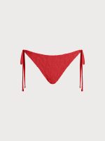 Red Textured Tie Bikini Bottom - Image 6