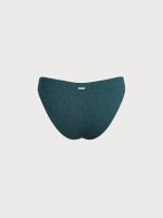 Dark Green Textured Full Coverage Bikini Bottom - Image 6