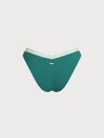 Green Contrast Trim V-Cut Bikini Bottom - Image 7